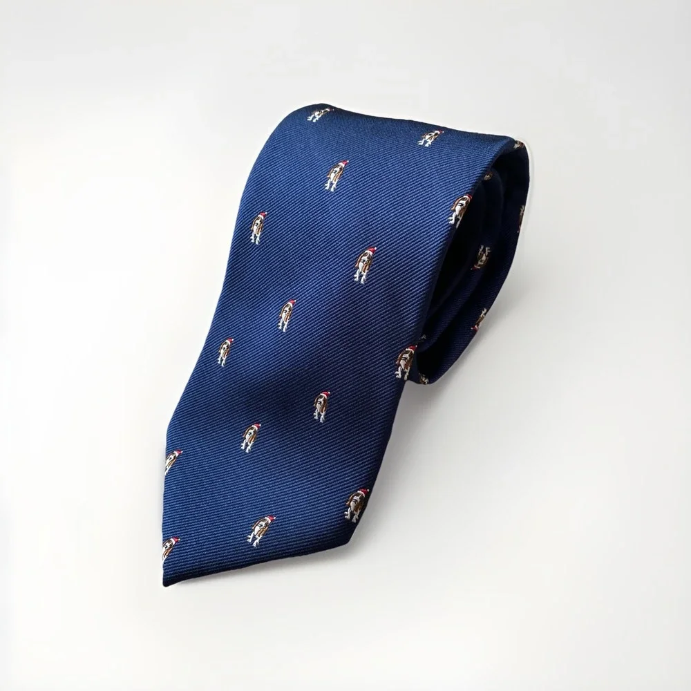 Tommy Hilfiger‎ Men's Navy Blue Holiday Dog Necktie Christmas Novelty Tie